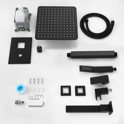 Shower System with Tub Spout,12 inch  Shower Head Shower Set for Bathroom Matte Black