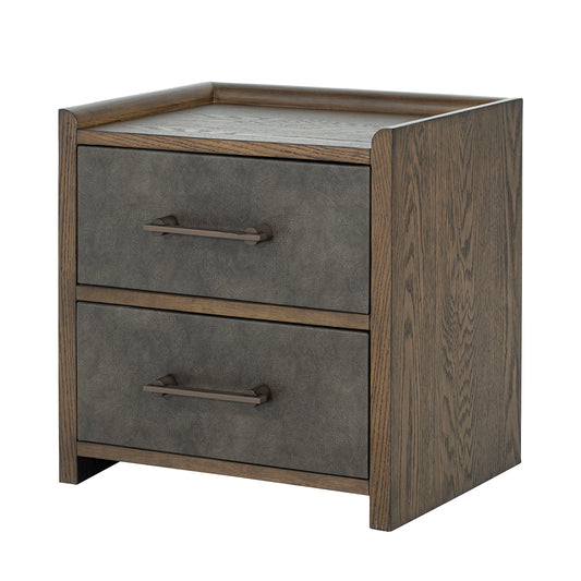 Mid Century Modern Style 1pc Nightstand Two Tone Design Metal Cap Ball Bearing Glides Dark Walnut Finish Bedroom Furniture