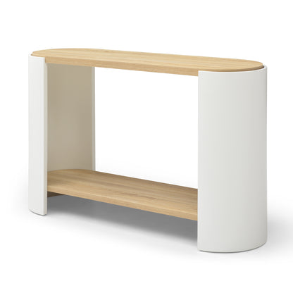End Table, Small Side Table, Nightstand with 2-Layer Storage Shelves, Sofa Table for Small Spaces, Living Room, Bedroom, Stable Frame, Easy Assembly, (Natural color and white)