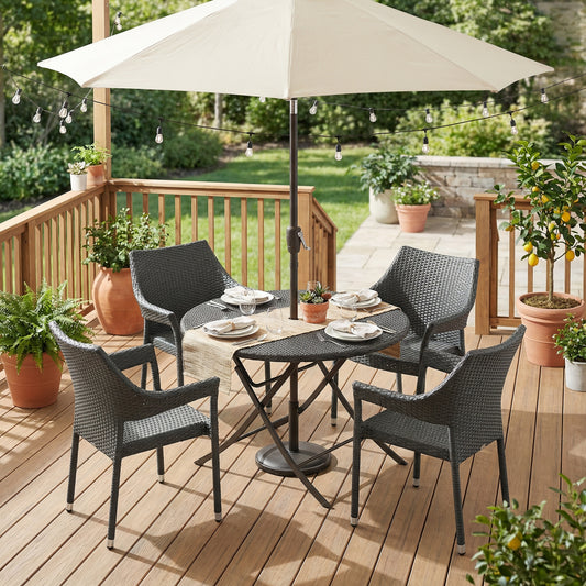 Mirage Grey PE Wicker Stacking Armchair, 4PCS