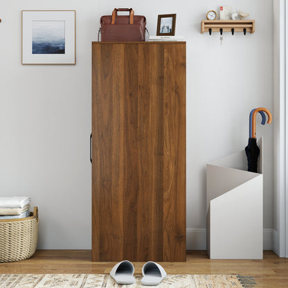 6 Tier Sliding Door Shoe Cabinet with Wheels, Tall  Shoe Storage Organizer, Freestanding Shoe Rack Closet for Entryway, Hallway, Home