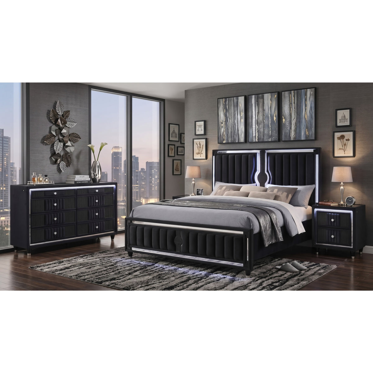 Roland Black Eastern King 4-piece Bedroom Set