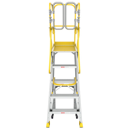5 Step 375lbs Aluminum Rolling Platform Ladder
