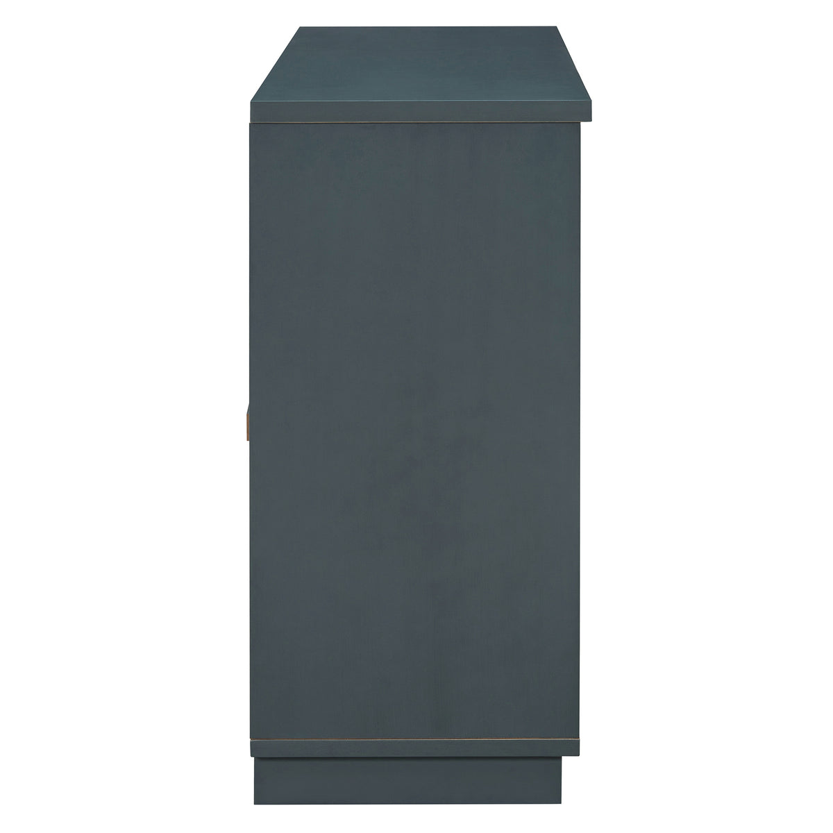 TREXM 4-Door Large Storage Buffet Cabinet with Glass Doors, Arched Cabinet with Adjustable Shelves - Navy