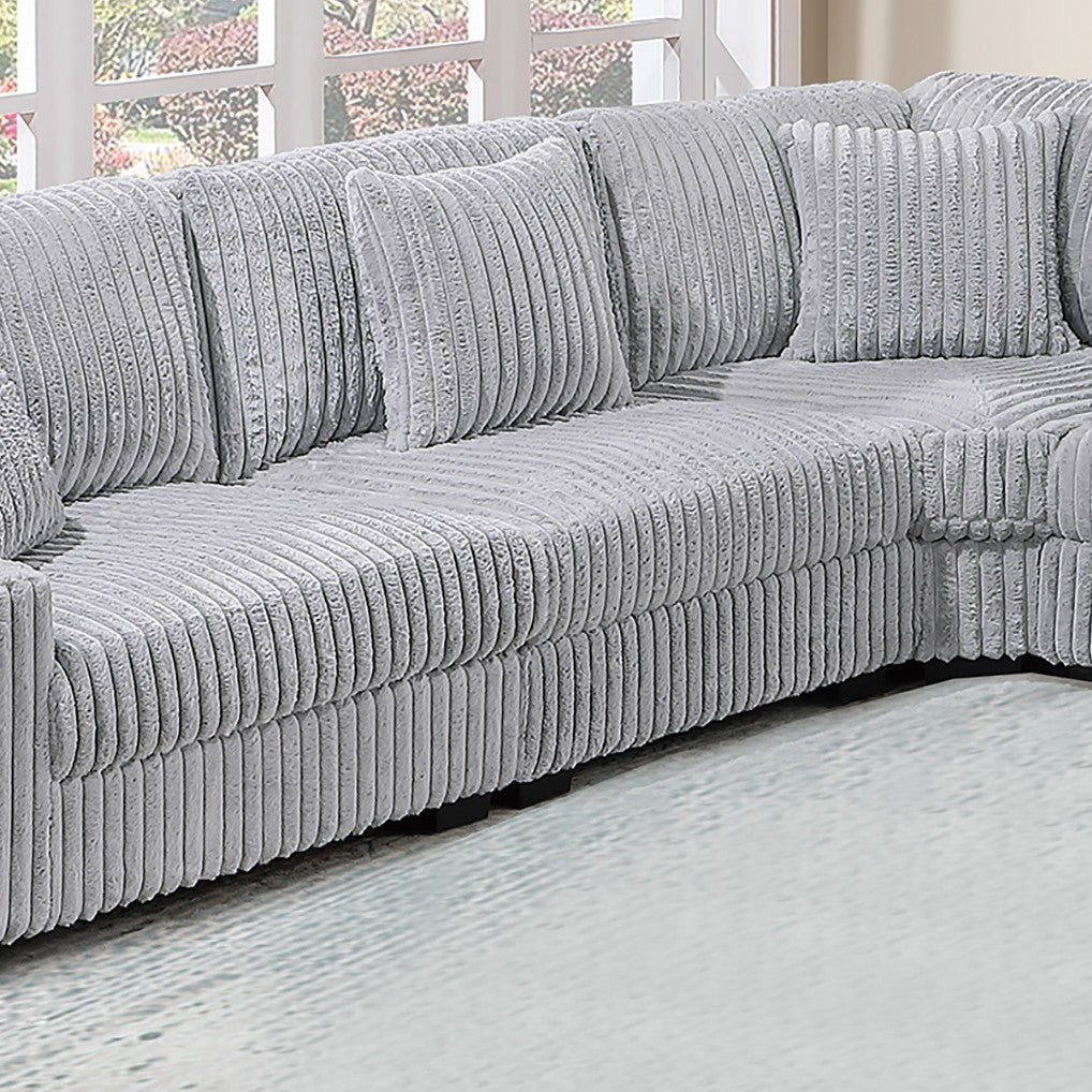 Mink Gray Fur-Like Corduroy Armless Chair Modular 1pc Chair w Pillow Living Room Furniture Contemporary Style