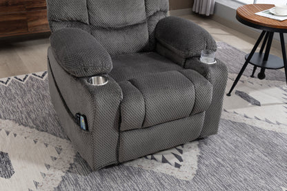 Ultra wide electric lounge chair with hot massage heating and auxiliary standing function - velvet rotating lounge chair for living room, bedroom, and office use