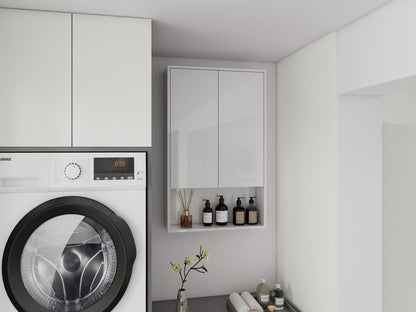24" Bathroom Wall Cabinet, Soft Close Doors, Float Mounting Design,Glossy White,(KD-Packing)