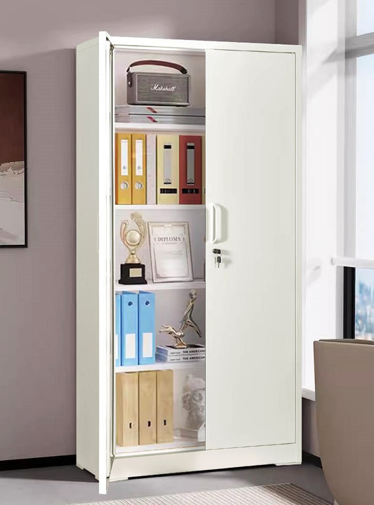 Ironclad 71" Cream White Metal Storage Cabinet with Locking Doors and 4 Adjustable Shelves, Heavy-Duty Steel for Garage, Laundry