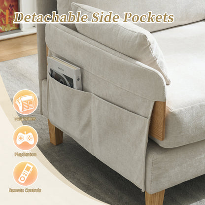 Foldable sofa bed recliner, 3-in-1 convertible sleeper, mid-century modern decor, suitable for small spaces, with three pillows, can be placed in the bedroom study room guest