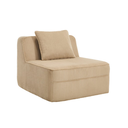 Armless Sofa W/Pillow Corduroy -Camel