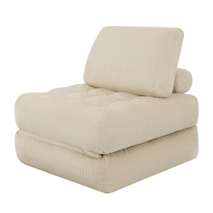 62.9"Corduroy Fabric Beanbag Couch for Living Room, Bedroom & Dorm, Cozy Fluffy Cloud Mini Couch-Corduroy-Camel