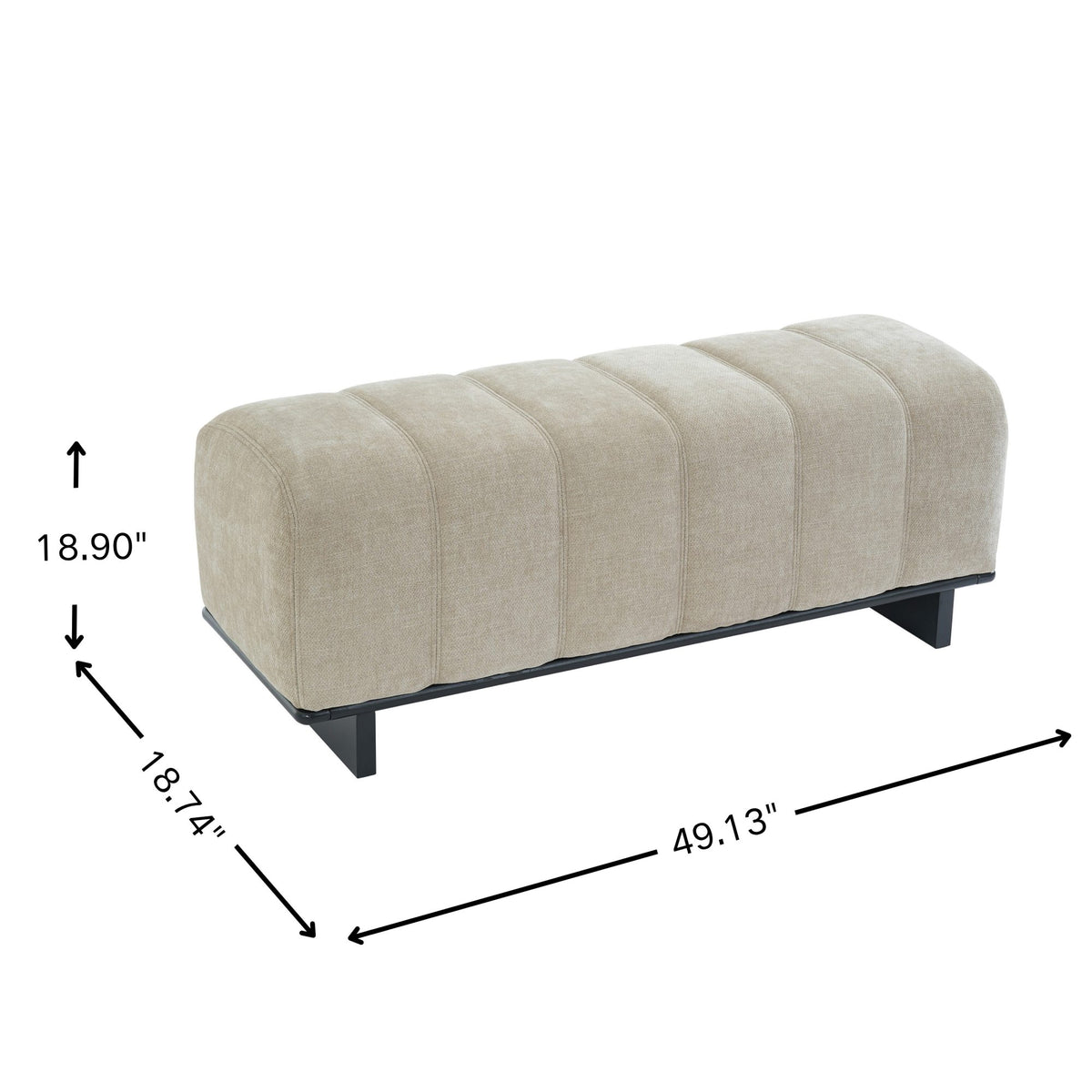 Modern Indoor Dining Bench in Oatmeal Chenille with Rubber Wood and Plywood Frame, 250lbs Capacity, Comfortable Seating for Dining Room or Living Area