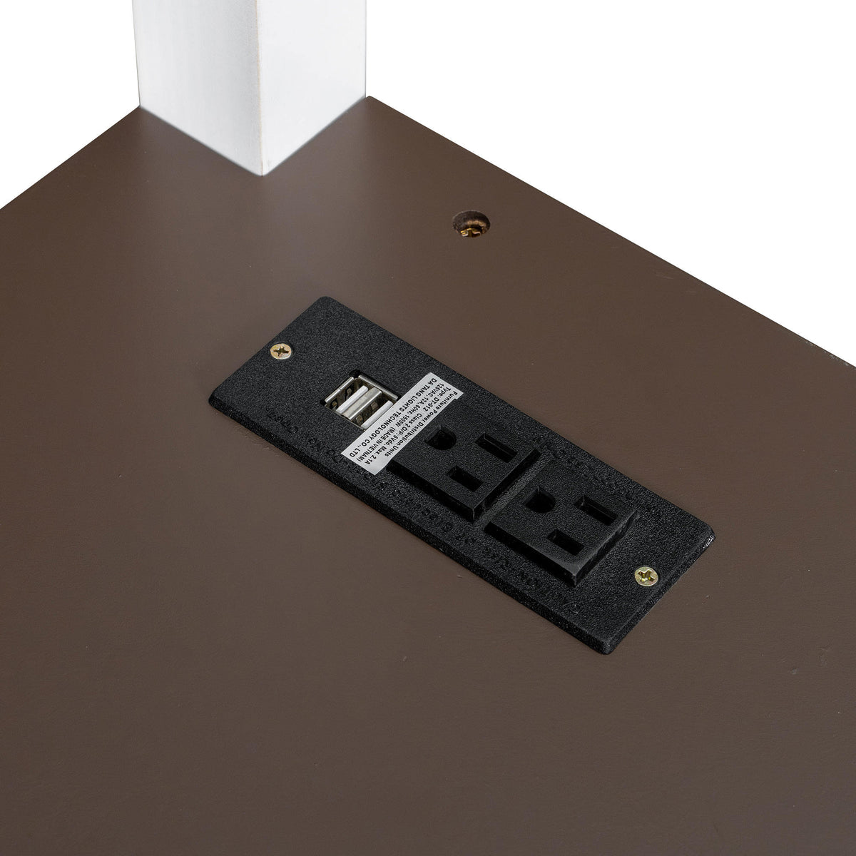 White Queen Size Loft Bed with Desk, Open Shelf, Storage Box and USB Charging Station, Pine+MDF