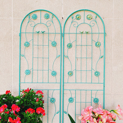 2 Pack Metal Garden Trellis 71' x 19.7' Rustproof Trellis for Climbing Plants Outdoor Flower Support Green