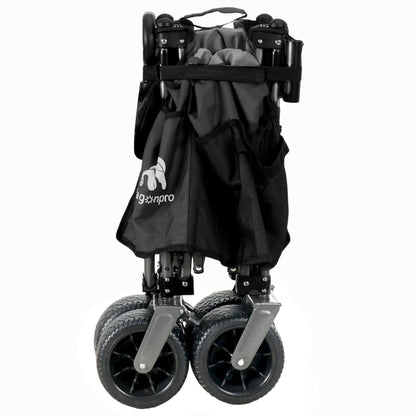 Multi-Functional Push-Pull Folding Wagon Cart with Rotating Handle & 360° All-Terrain Wheels – Heavy-Duty, Adjustable Design, Large Capacity for Transport, Groceries, and Outdoor Use,Black