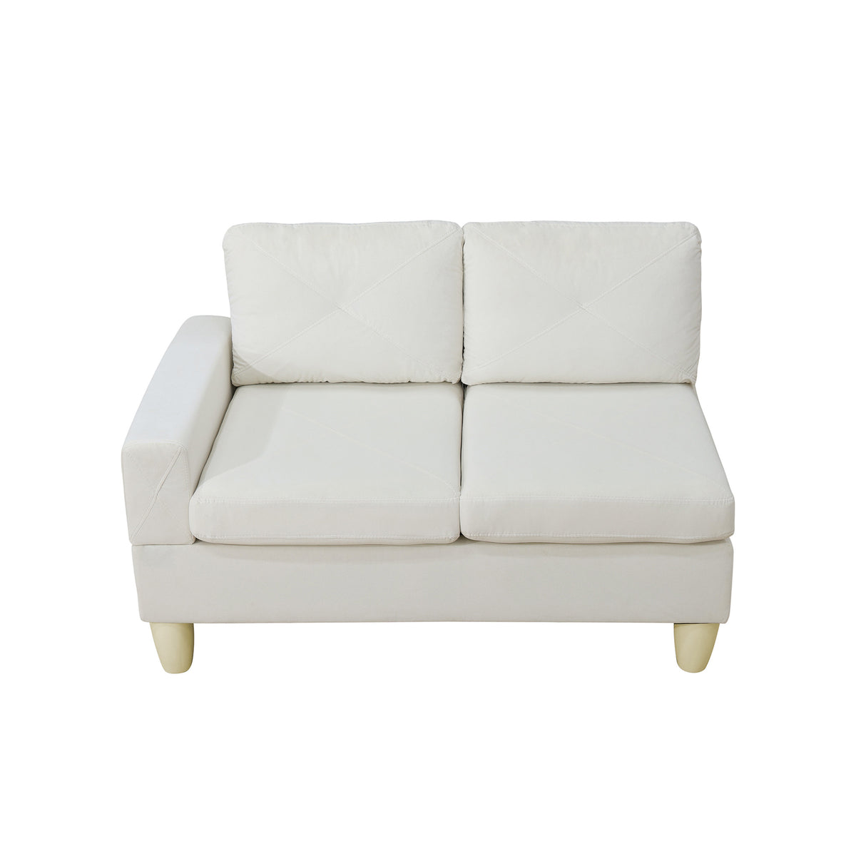 95.5 x 75 Inches Width Beige Modular L-Shaped Sectional Sofa 6-Seater 4-Piece Massa Flannel Fabric Couch with Chaise