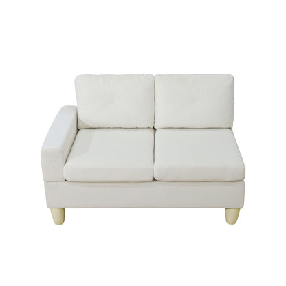 95.5 x 75 Inches Width Beige Modular L-Shaped Sectional Sofa 6-Seater 4-Piece Massa Flannel Fabric Couch with Chaise