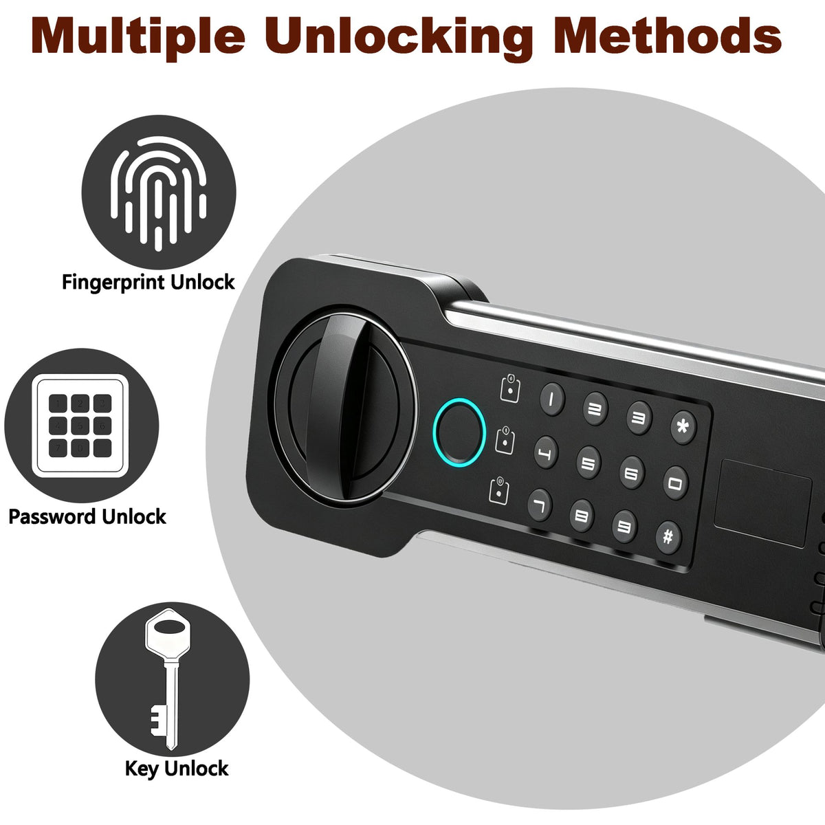 Steel Safe Security Cabinet, Fingerprint & Digital Password Unlock, with Alarm & Silent Mode, for Home, Hotel, Office, Supermarket Use, Black