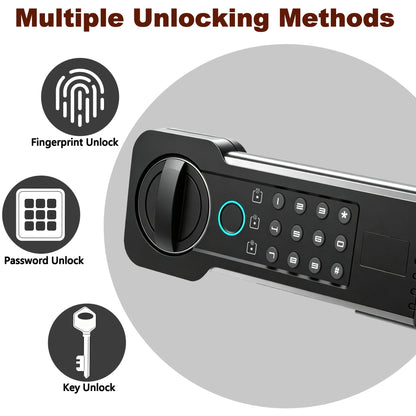 Steel Safe Security Cabinet, Fingerprint & Digital Password Unlock, with Alarm & Silent Mode, for Home, Hotel, Office, Supermarket Use, Black