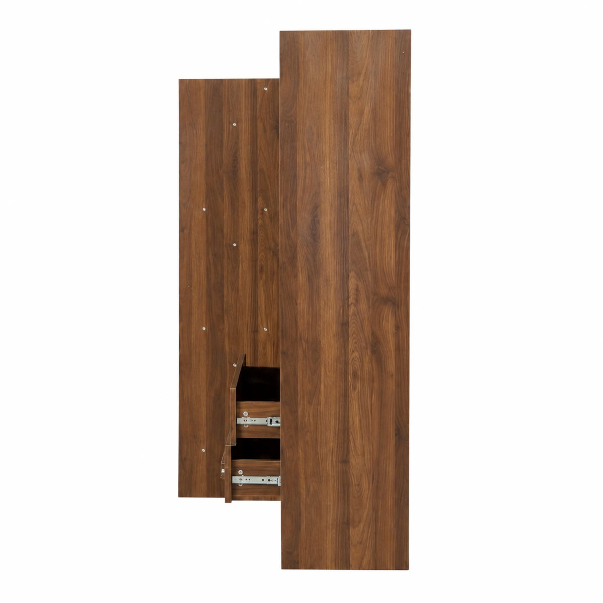 Freestanding Storage Cabinet, Tall cabinet with fluted Door, 2 Drawers & Open Shelves, Multi-Purpose Organizer for Bedroom, Living Room, Entryway