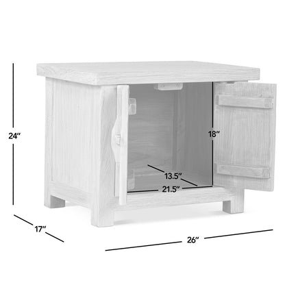 Rowan 26" Reclaimed Elm Wood 2-Door Cabinet, Light Natural Brown