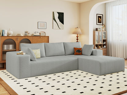 96' Cloud Sectional Couch with L-Shape Chaise,Modern Modular Sofa with Deep Seat, Upholstered Couches for Living Room Bedroom,No Assembly Required (Plush Corduroy Fabric)