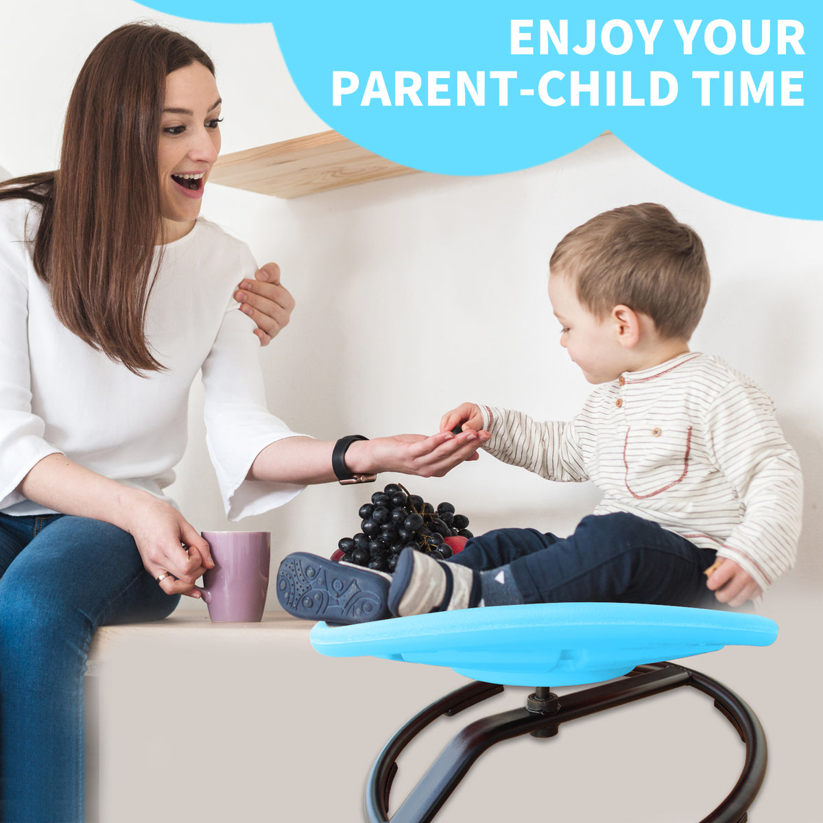 Sensory Spinning Chair for Autistic Kids, Swivel Chair, Sensory Toys Gifts for Toddlers with ADHD, Sit and Spin Toys,Training Body Coordination, Indoor & Outdoor, blue