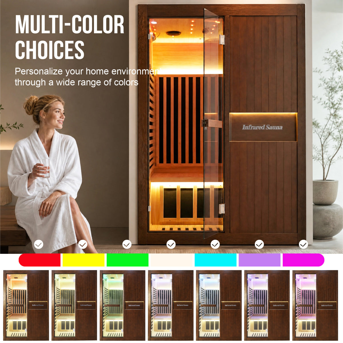 2165W walnut Chilean pine double person far-infrared sauna room