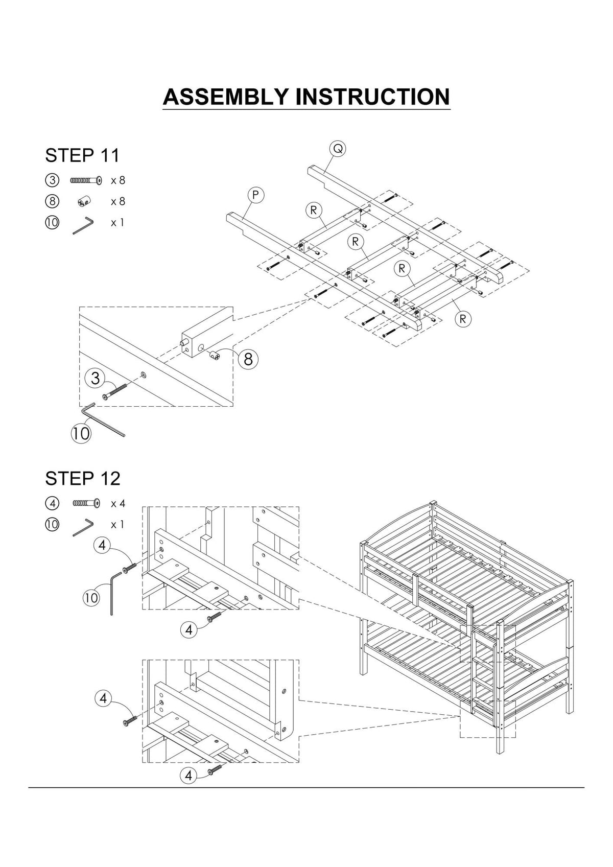 Twin Over Twin Transitional Bunk Bed Arch Design Espresso Finish