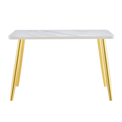Modern minimalist rectangular dining table, suitable for 4-6 people. Tempered glass countertop+lower MDF board, imitation marble texture – Model W1151S04622