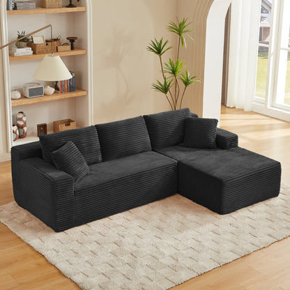 L-Shaped Cloud Sectional Sofa with Deep Seat, No Assembly Required, Modular Couches Sleeper, Black – Model W2339S00117