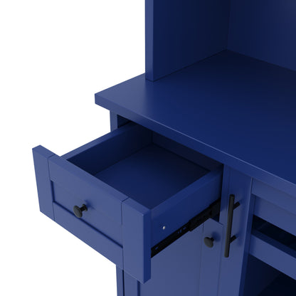[Assembly Video Provided] TOPMAX Farmhouse 35.4x17.7x74.8inch Freestanding Buffet with Hutch – Blue