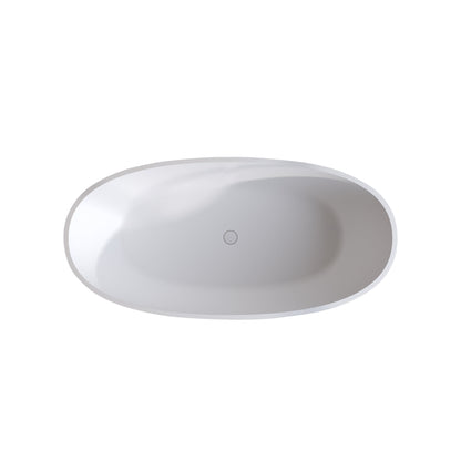 70.8″Solid Surface Matte Tub, Solid Surface Soaking Tub, Stone Resin Freestanding Bathtub, Thick Edge Stand Alone Tubs with Overflow