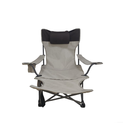 2PCS Outdoor Camping Chairs Folding/Portable/Adjustable reclining chair(Three-level adjustment), Side Pockets & Cup Holder,Carry Bag,Beige