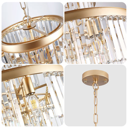 Golden Luxury Crystal Chandelier Modern Chandeliers Lights Fixture Hanging Pendant Light Fixture for Dining Room Bedroom Living Room Dia