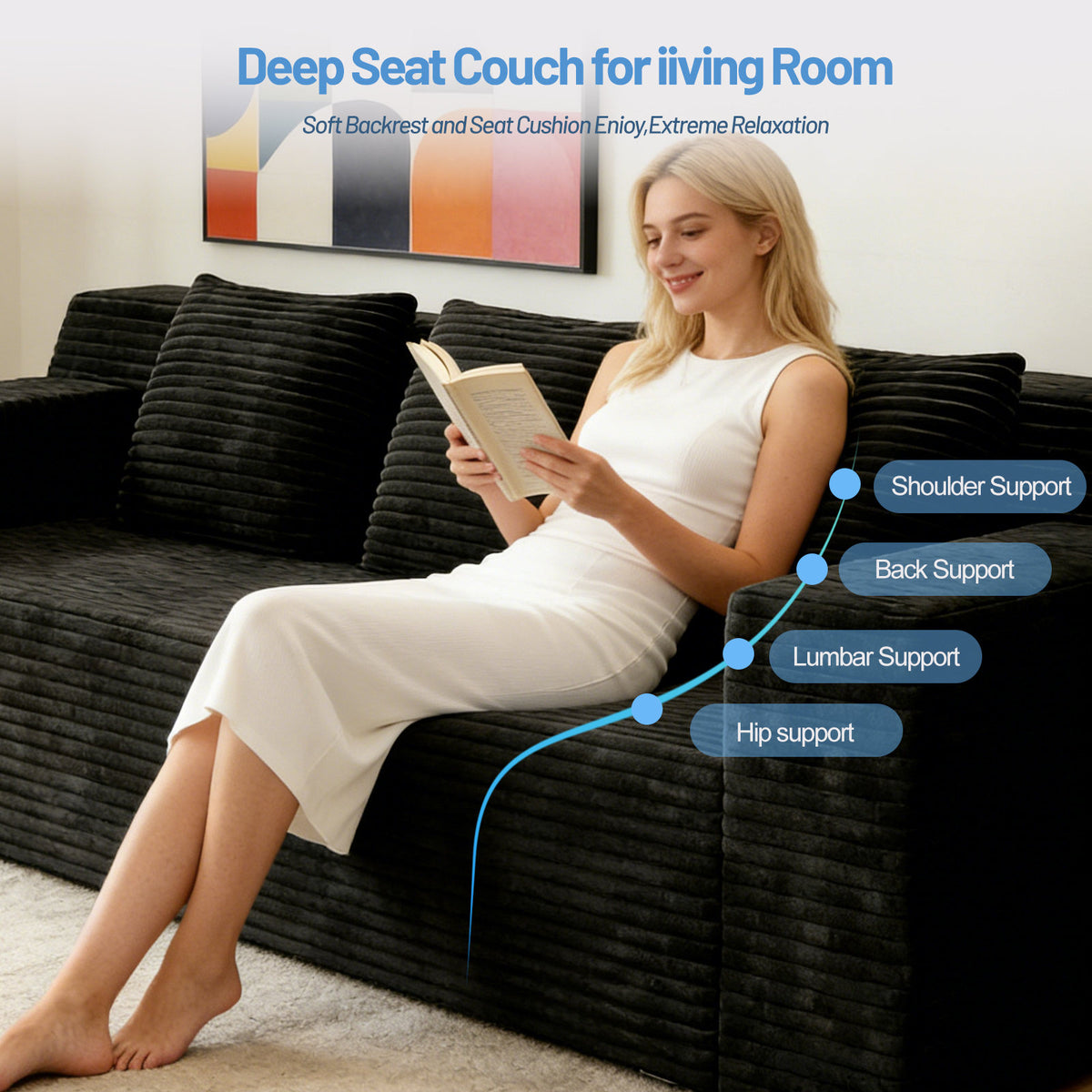 71" 3Setaser Sofa,Corduroy Fabric,Deep Seat Couches,Comfy Loveseat Sofa,No Assembly,1pcs for Living room, Bedroom,Conference room ,Apartment