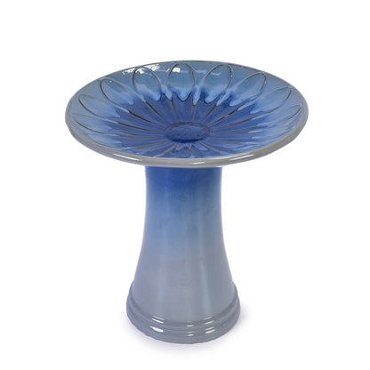 Ceramic Birdbath for Patio, Garden - Blue Ombre