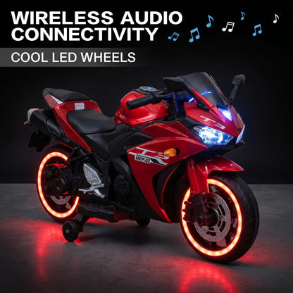 Kids Motorcycle 12 V Motorcycle For Kids 3-8 Years Boys Girls,Kids Motorcycle Ride On Toy With Training  Wheels/Manual Throttle/ Drive By Hand /Lighting  Wheels