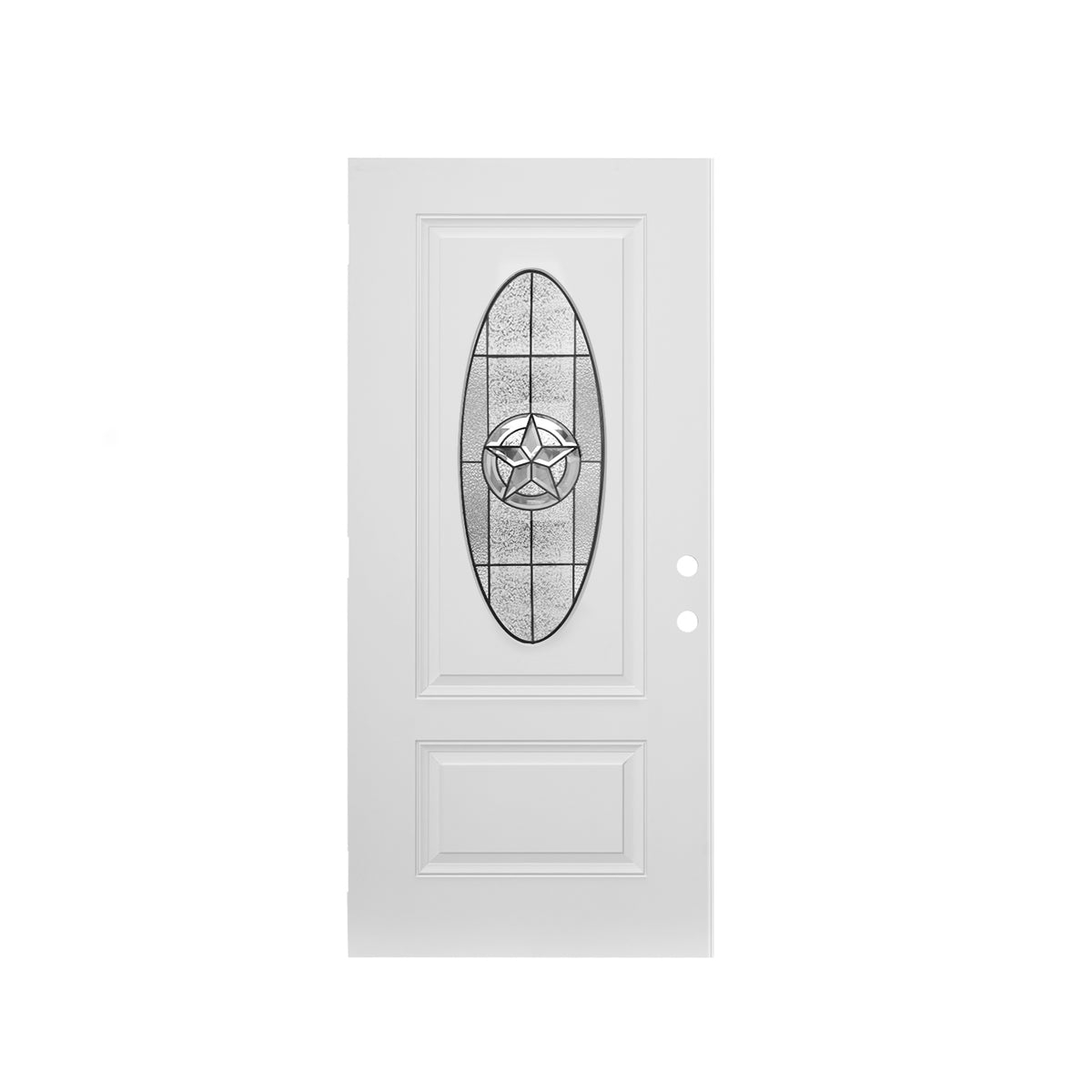36"x80" Fiberglass Front Door with White 4-9/16" PVC Frame,Left-Hand Inswing Exterior Door with Brickmould,Brushed Smooth skin with Oval Decorated glass for Home Entrance,White