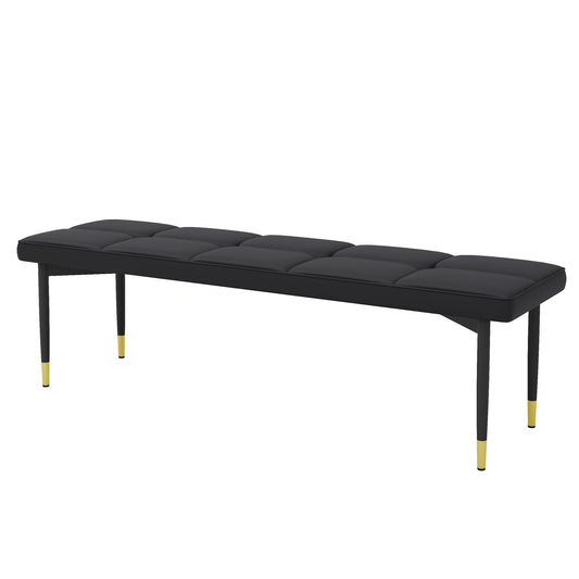 Multifunctional Black Shoe Bench with Faux PU Cushion, 59*17 Inch.It can also be used as a matching dining chair.