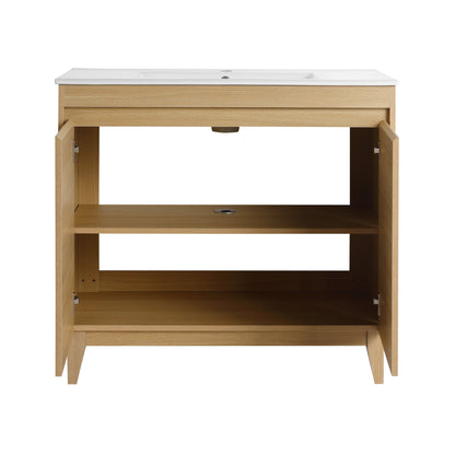 36" Freestanding Bathroom Vanity With Ceramic Sink