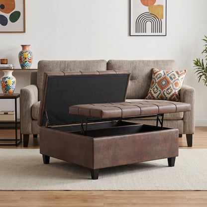 Redmont 40W Large Square Split Lift Top Storage Ottoman