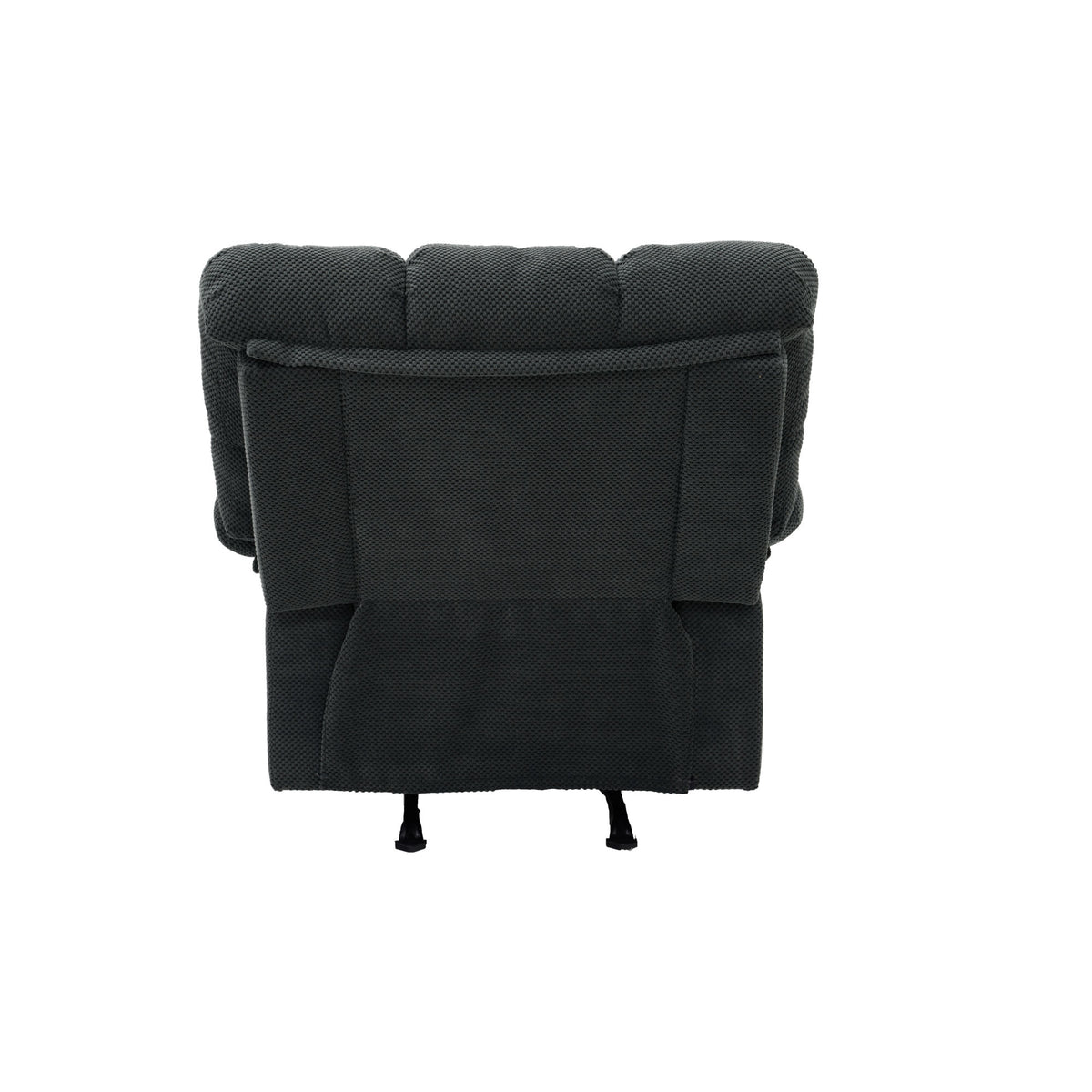 Modern Manual Rocker Recliner Chair with Nubby Upholstery Fabric in Dark Grey, Fabric +Wood and Metal Construction