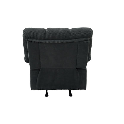 Modern Manual Rocker Recliner Chair with Nubby Upholstery Fabric in Dark Grey, Fabric +Wood and Metal Construction