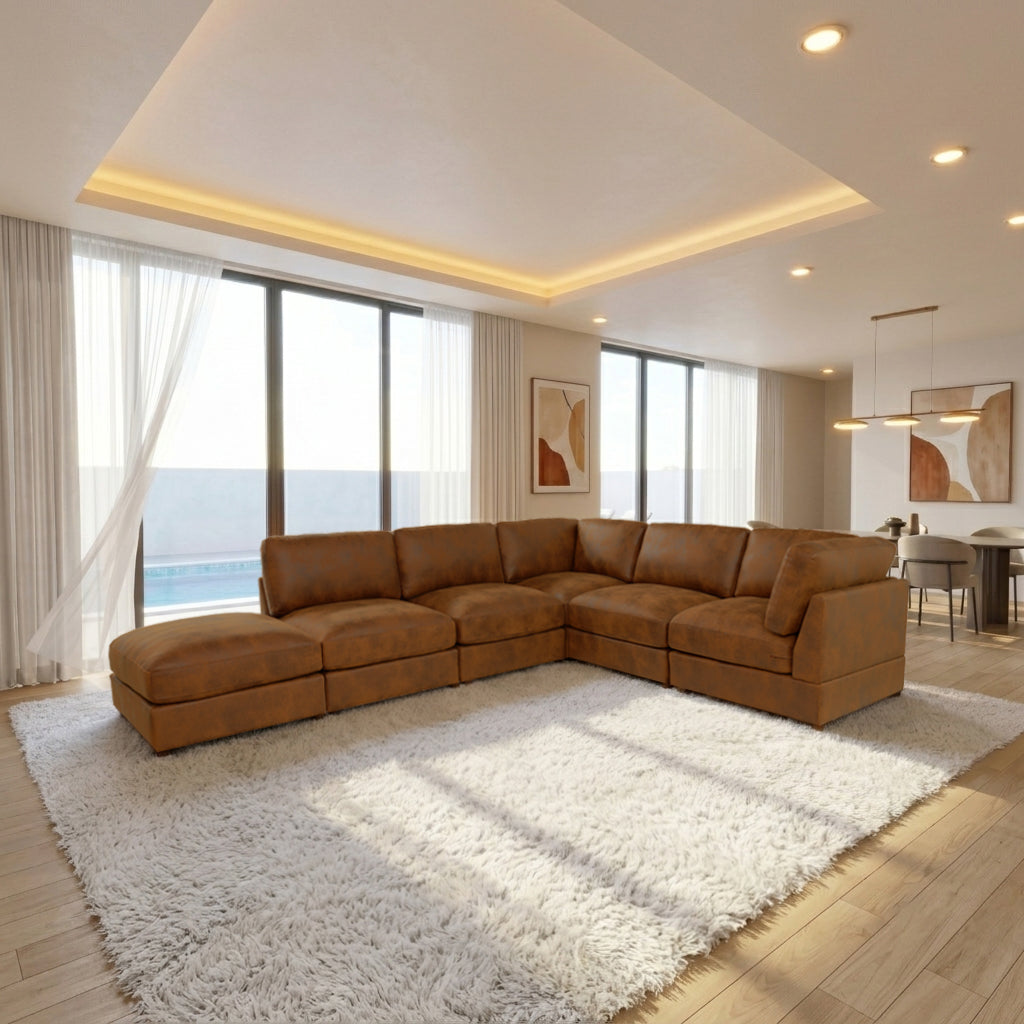 Modular Corduroy Upholstered Sectional