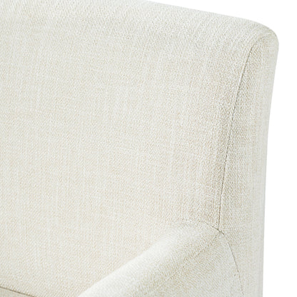 Modern Upholstered Dining Chair with Arms, Rubber Wood leg, Fabric & Foam Padded Seat for Kitchen, Dining Room, Living Room(Set of 2) ,Natural+Beige