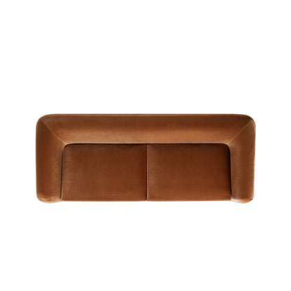 Alpine 90.5' Sherpa Sofa in Burnt Orange Performance Velvet with Natural Oak Legs