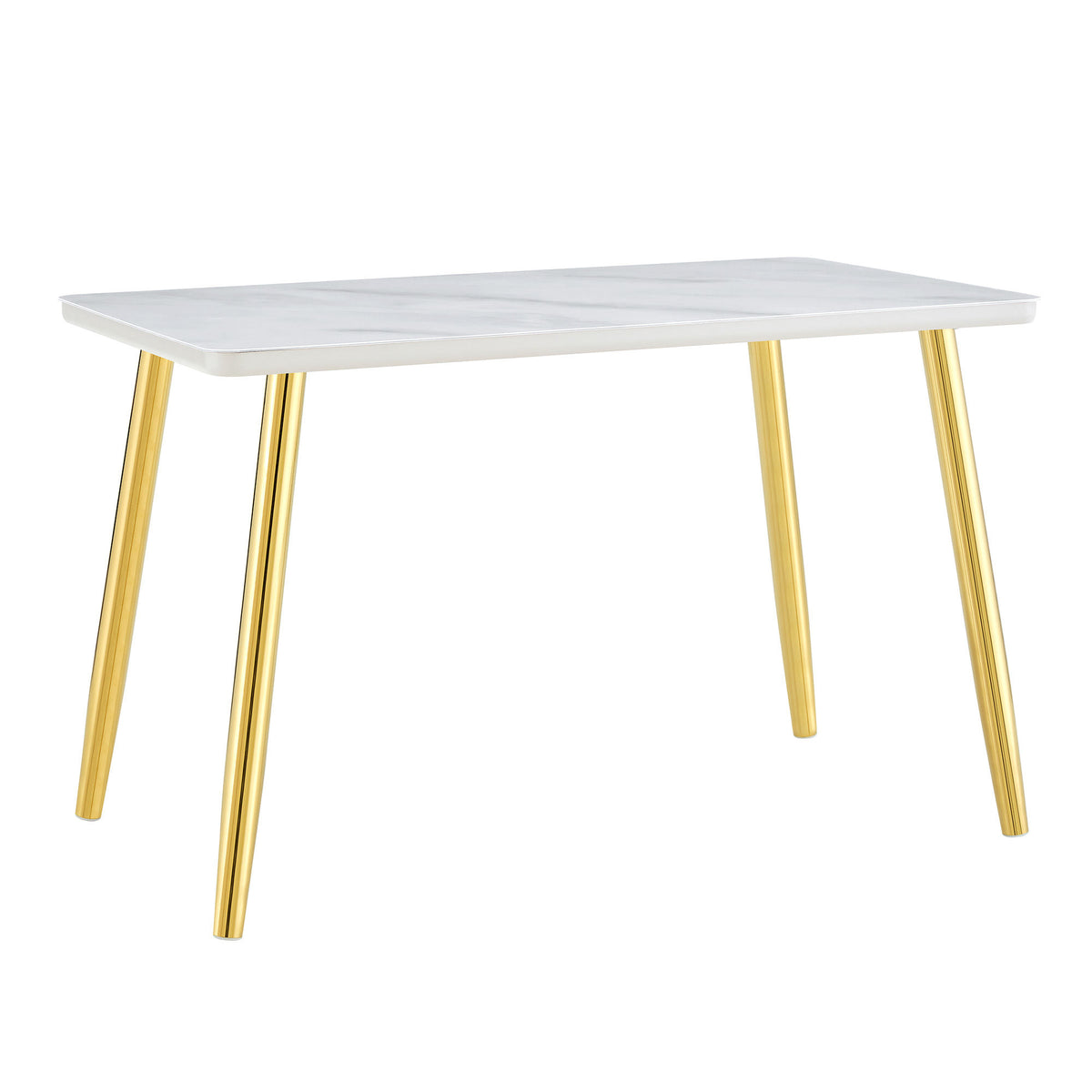 Modern minimalist rectangular dining table, suitable for 4-6 people. Tempered glass countertop+lower MDF board, imitation marble texture – Model W1151S04622