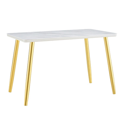 Modern minimalist rectangular dining table, suitable for 4-6 people. Tempered glass countertop+lower MDF board, imitation marble texture – Model W1151S04622