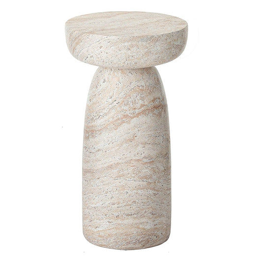 Natural Stone Grain Mushroom Shape Side Table, 13in Waterproof Freestanding Patio End Table, Decor Accent Table for Balcony Yard Hallway Sofa Side Decor